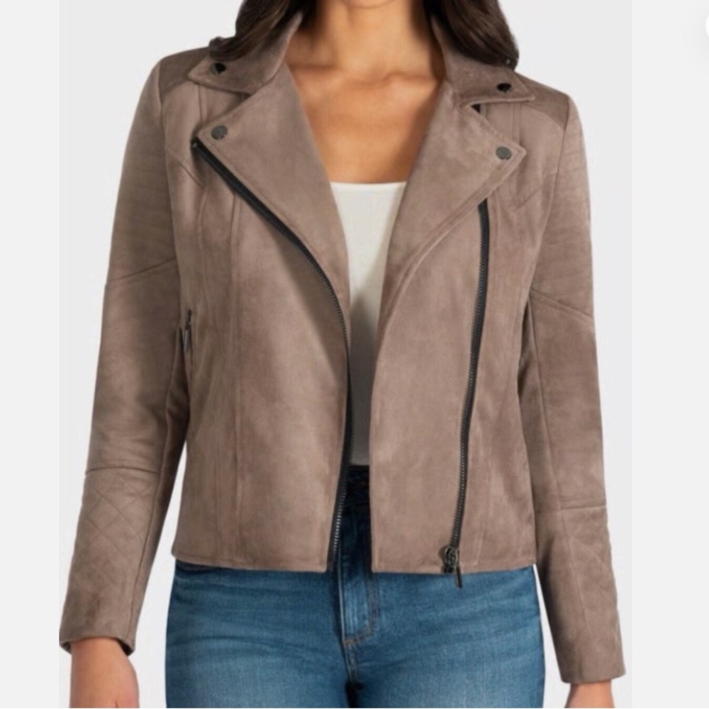 EUC Kut from the Kloth quilted faux suede jacket